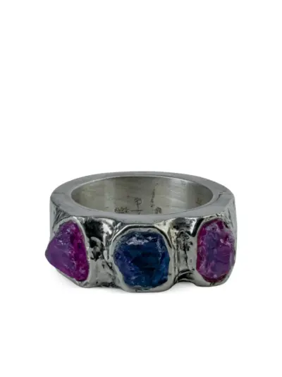 Parts of Four 10K white gold Sistema sapphire ring - Silver