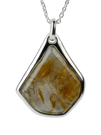 Parts of Four Halos rutilated quartz necklace - Silver