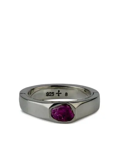 Parts of Four sterling silver ruby ring