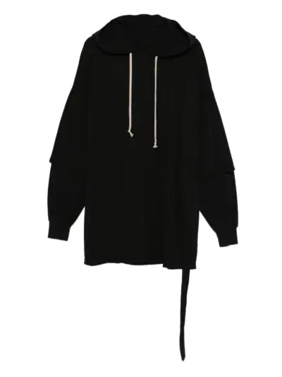 Rick Owens DRKSHDW Tommy layered drawstring hoodie - Black