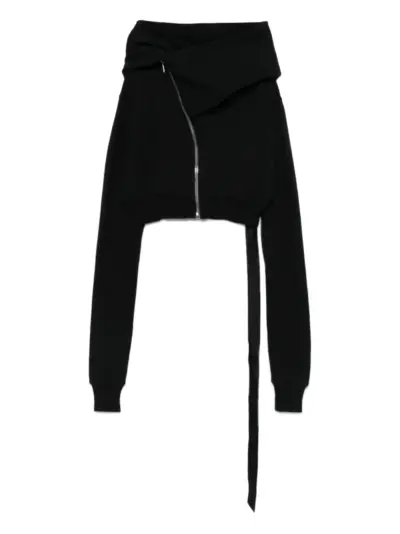 Rick Owens DRKSHDW draped zip-front asymmetrical hoodie - Black
