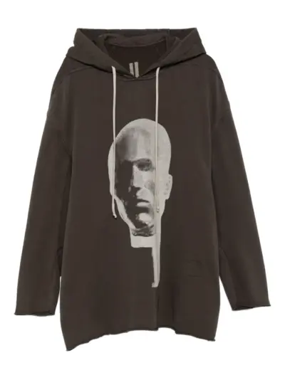 Rick Owens DRKSHDW head-print drawstring hoodie - Grey