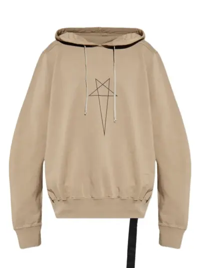 Rick Owens DRKSHDW star-embroidered drawstring hoodie - Brown