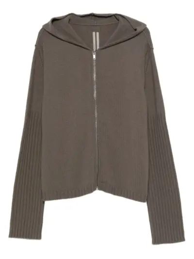 Rick Owens hooded ribbed-cuff cardigan - Grey