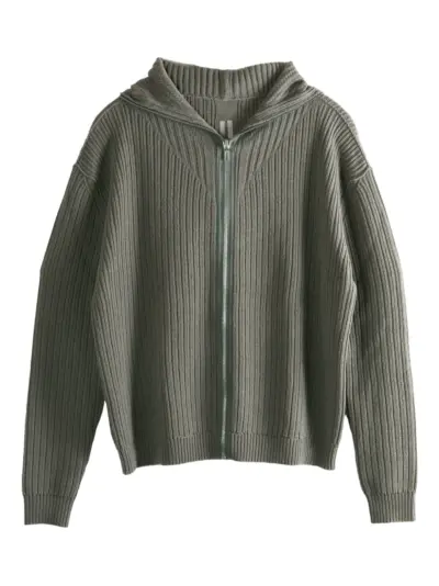 Rick Owens ribbed zip-up hoodie - Grey