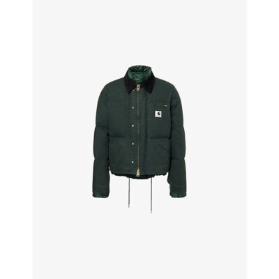 Sacai Mens Sacai x Carhartt Wip Puffer Canvas-Down Jacket