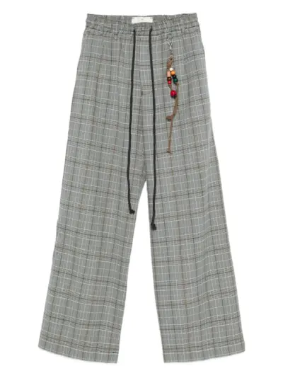Song For The Mute checked drawstring-waist pants - Grey