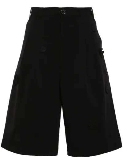 Song For The Mute floral-appliqué tailored shorts - Black