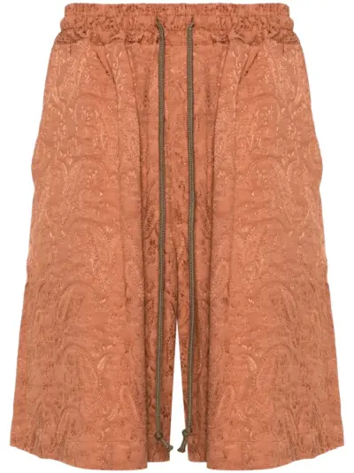 Song For The Mute paisley-jacquard elasticated-waist shorts - Orange