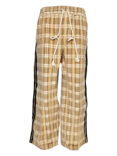 Song For The Mute x Adidas plaid drawstring trousers - Neutrals