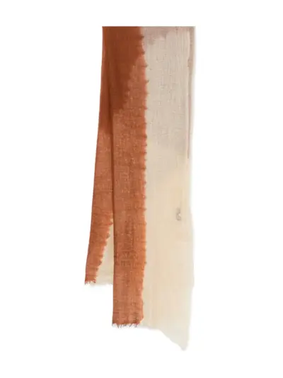 Suzusan dip-dye fringed scarf - Neutrals