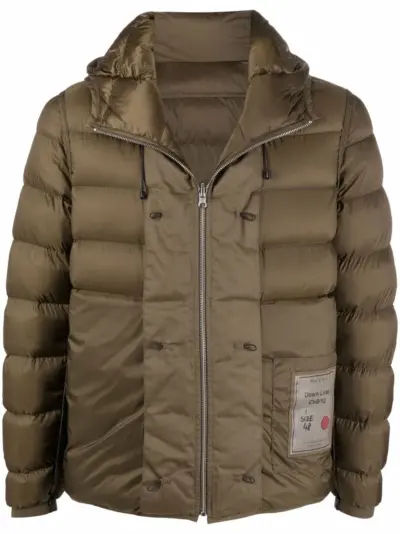 Ten C logo-patch puffer jacket - Green