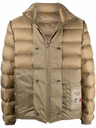 Ten C patch-detail puffer jacket - Brown