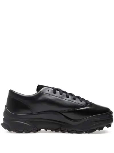 Y-3 leather lace-up trainers - Black