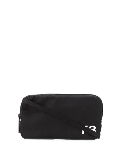 Y-3 logo print messenger bag - Black