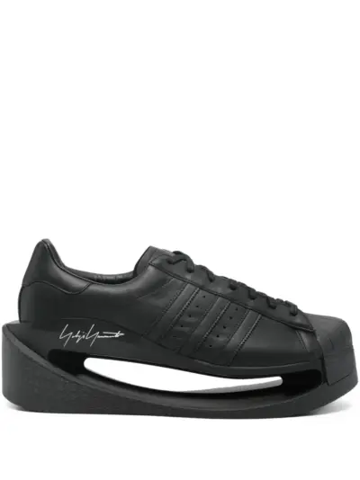 Y-3 platform leather trainers - Black