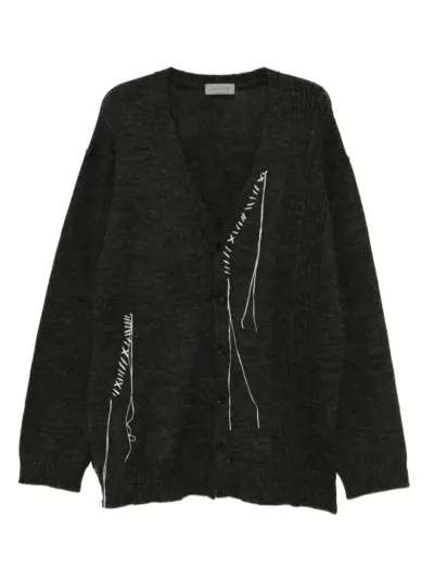 Yohji Yamamoto 5G1P-embroidered cardigan - Grey
