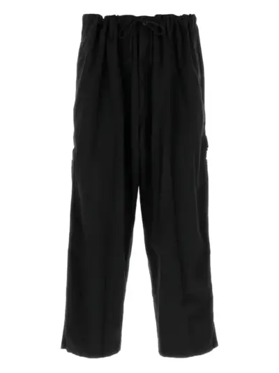 Yohji Yamamoto elastic-waistband patch-pocket trousers - Black