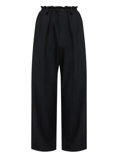 Yohji Yamamoto elasticated-waist wool trousers - Black