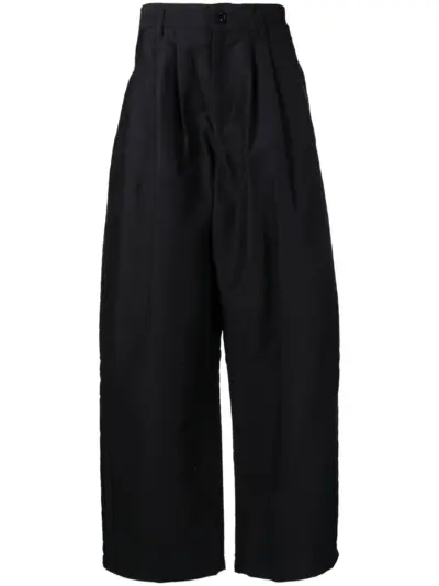 Yohji Yamamoto high-waisted straight-leg trousers - Black