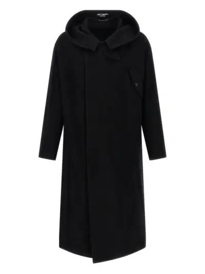 Yohji Yamamoto hooded snap coat - Black