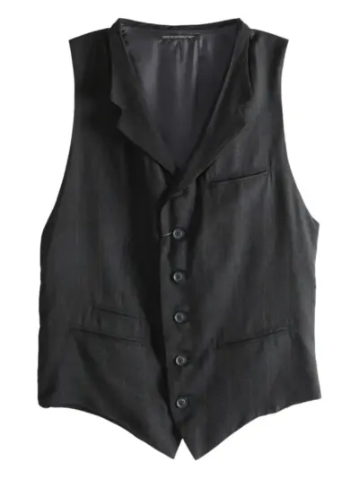 Yohji Yamamoto pinstripe button-up vest - Black