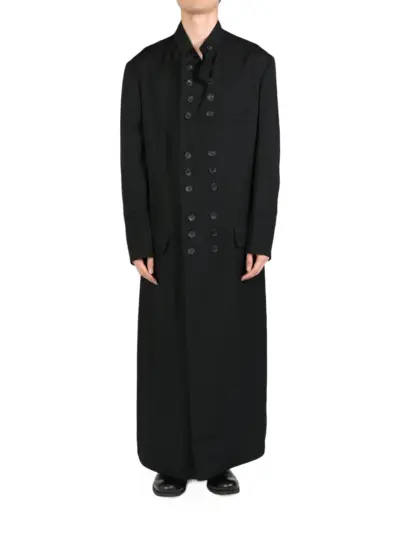 Yohji Yamamoto wool gabardine coat - Black
