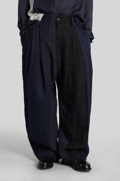 Ziggy Chen Pants In Blue Linen