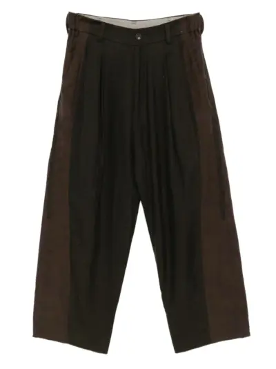 Ziggy Chen floral-embroidered trousers - Brown