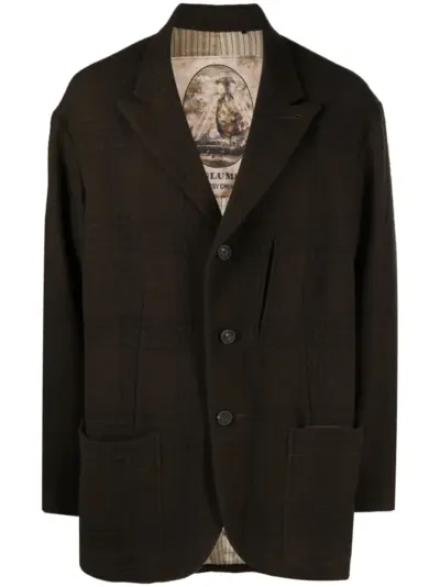 Ziggy Chen peak-lapels check-pattern blazer - Green