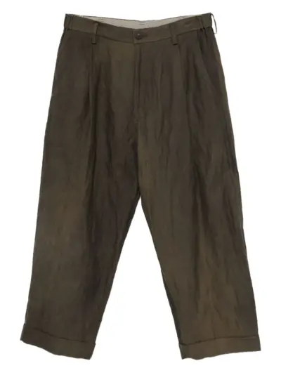 Ziggy Chen pleated dyed trousers - Brown