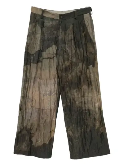 Ziggy Chen printed wide-leg trousers - Brown