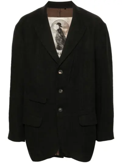 Ziggy Chen single-breasted linen blazer - Black