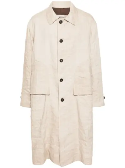 Ziggy Chen single-breasted long coat - Neutrals