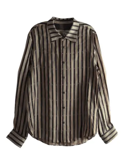 Ziggy Chen striped buttoned shirt - Green