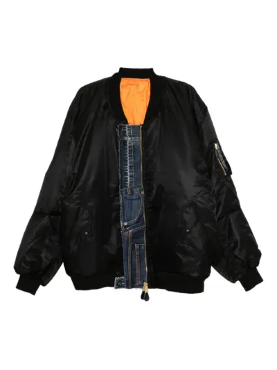 marina yee denim-patch bomber jacket - Black