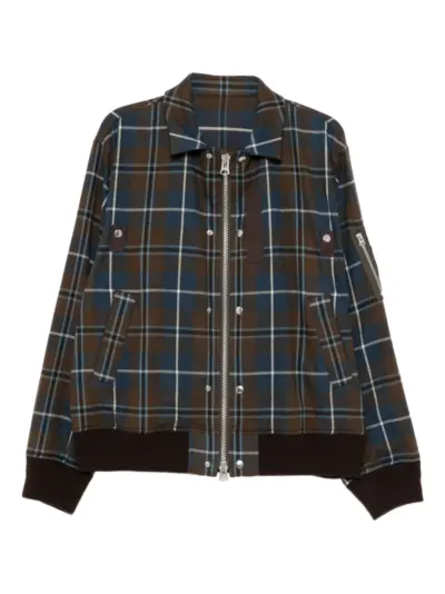 sacai checked jacket - Brown