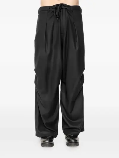 Andrea Ya'aqov drawstring-waist pleated trousers - Black