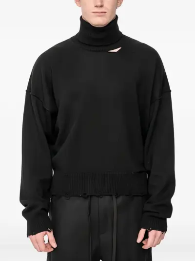 Andrea Ya'aqov roll-neck distressed sweater - Black