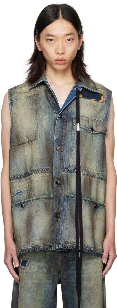 Ann Demeulemeester Blue Maks Sleeveless Denim Field Jacket