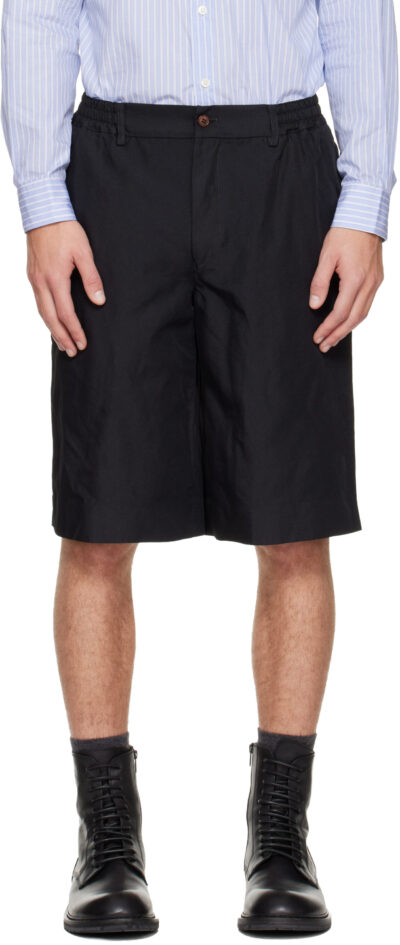 Comme des Garçons Homme Plus Black Polyester Twill Garment Dyed Shorts