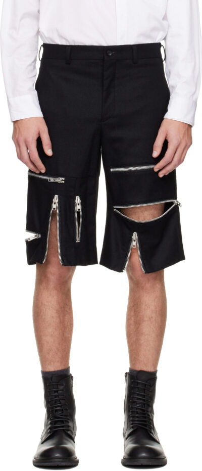 Comme des Garçons Homme Plus Black Wool Nylon Flannel Shorts