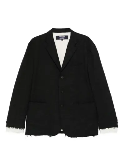 Comme des Garçons Homme single-breasted frayed-edge blazer - Black