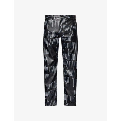 Comme des Garçons Mens Black Comme Des Garcon Printed Straight-Leg Faux-Leather Trousers