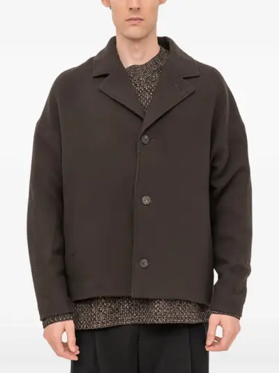 Devoa single-breasted peacoat - Brown