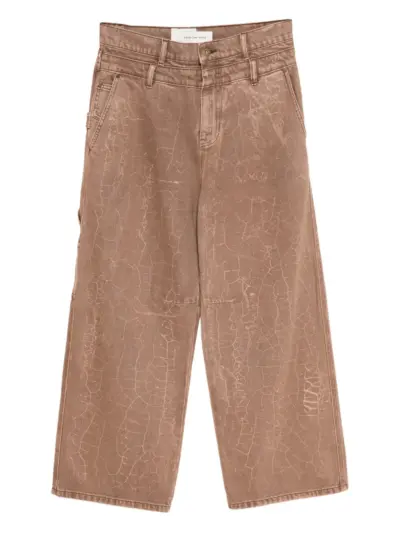 Feng Chen Wang crack-print jeans - Brown