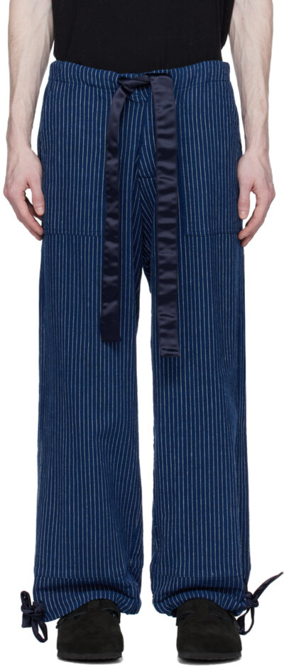 Greg Lauren Navy Pinstripe Trousers
