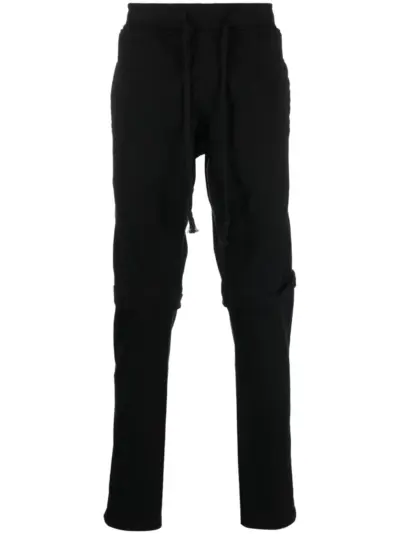 Greg Lauren fleece drawstring-waist cotton trousers - Black