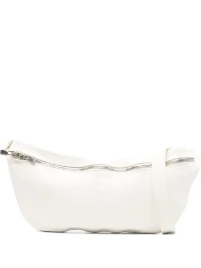 Guidi zip-up leather shoulder bag - White