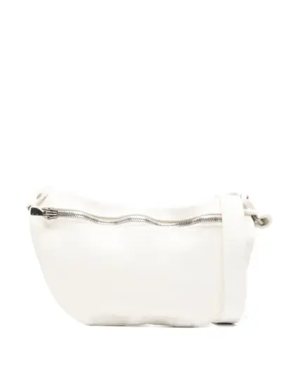 Guidi zip-up leather shoulder bag - White